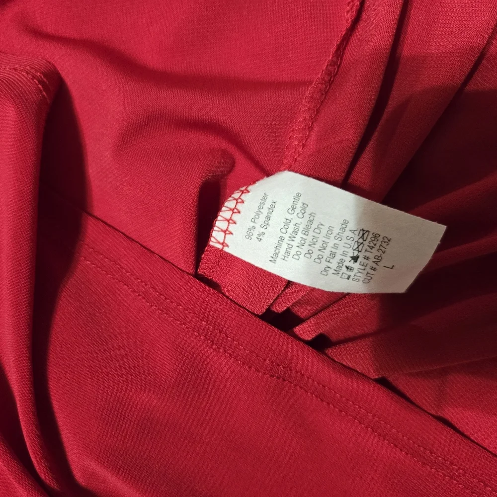 Elegant Red Cape Blouse Size Large..NWOT Never Worn - Picture 6 of 7